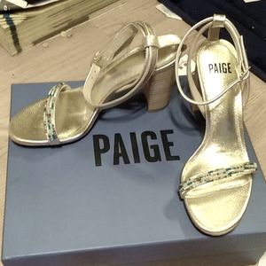 Paige Gabriella Gold Leather Heels